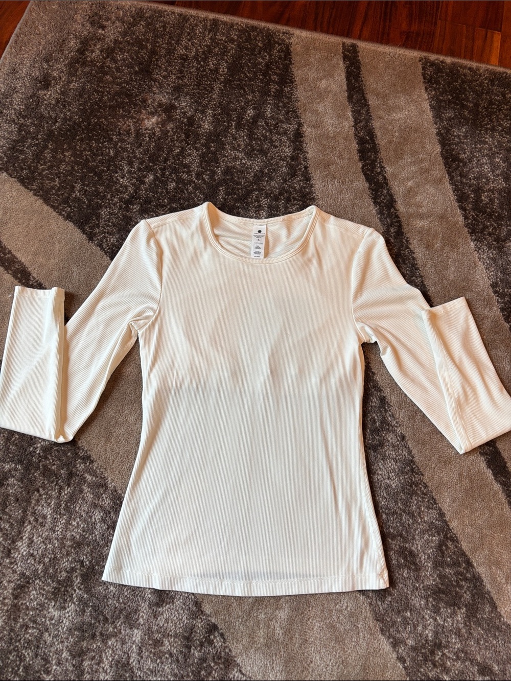 Yogalicious Cream Ribbed Long-Sleeve Crewneck Top